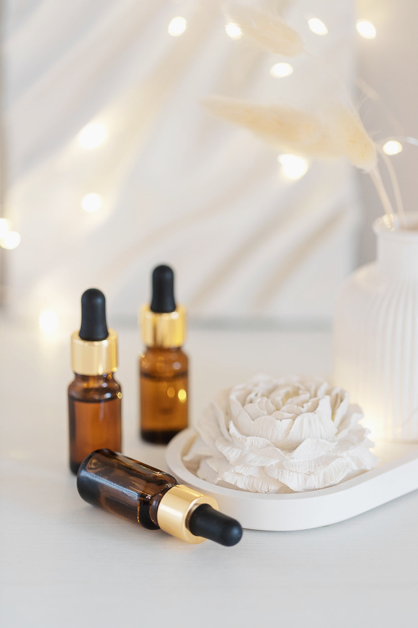 Gipsinis bijūnų žiedas su aromatiniu aliejumi 10ml, Namų dekoro elementas, namų gaiviklis