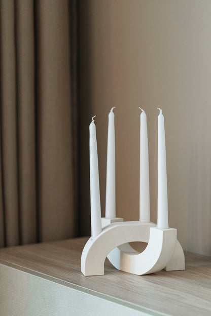 Handcrafted Gypsum Candlestick Holder for Four Long Candles
