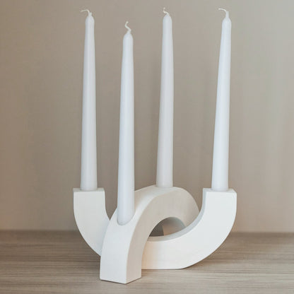 Handcrafted Gypsum Candlestick Holder for Four Long Candles