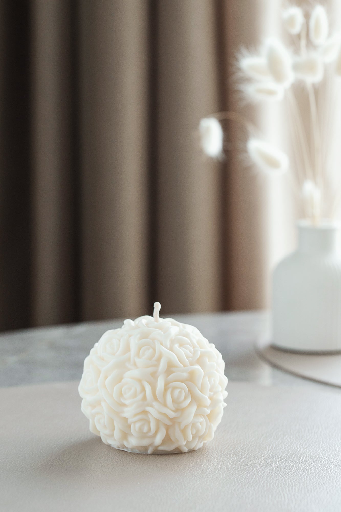 Rose Ball Pillar Candle - Scented Flowers Candle, Home Decor, Perfect Gift Idea