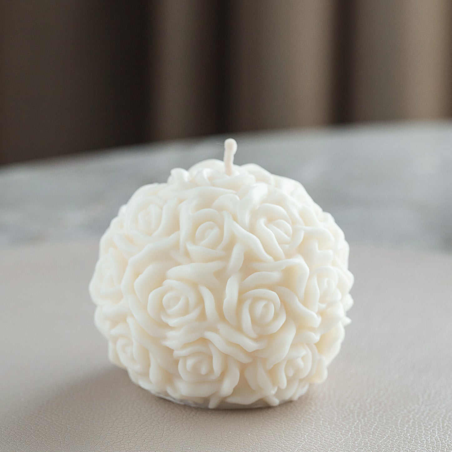 Rose Ball Pillar Candle - Scented Flowers Candle, Home Decor, Perfect Gift Idea