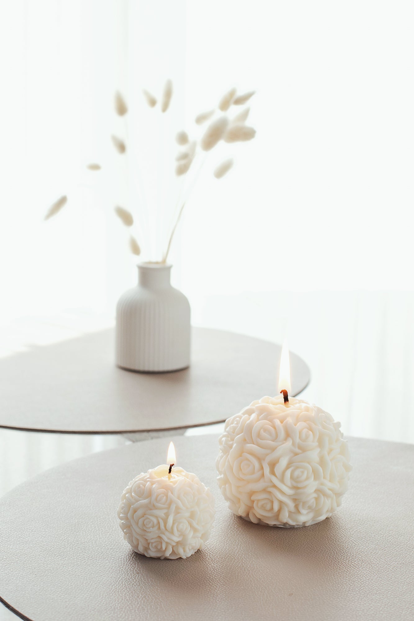 Rose Ball Pillar Candle - Scented Flowers Candle, Home Decor, Perfect Gift Idea