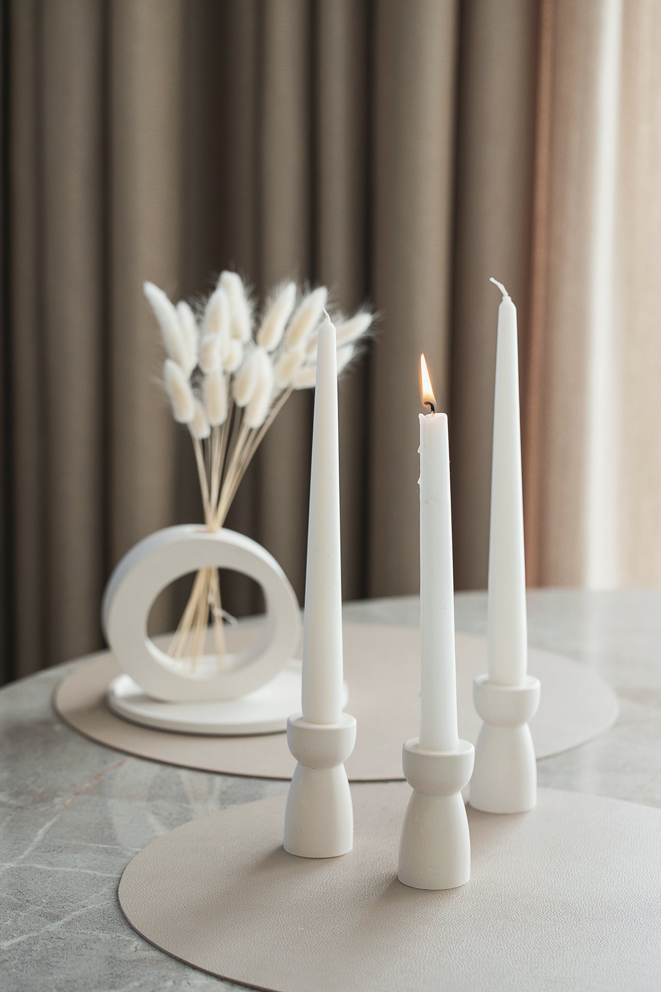 Elegant Candle Stick Holder Set of Three Candles – Minimalist Design for Modern Tabletop Decor