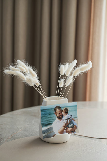 Handmade Phone Holder & Vase – 2-in-1 Pencil Stand with Photo Display | Neutral Home Decor & Gift Idea