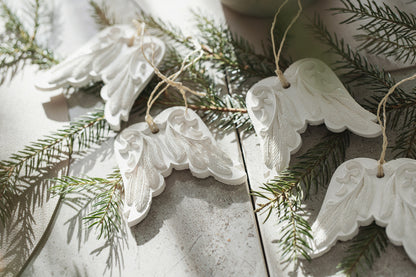 Unique Christmas Tree Decoration - Angel Wings Ornament & Housewarming Gift Idea (6 pieces)