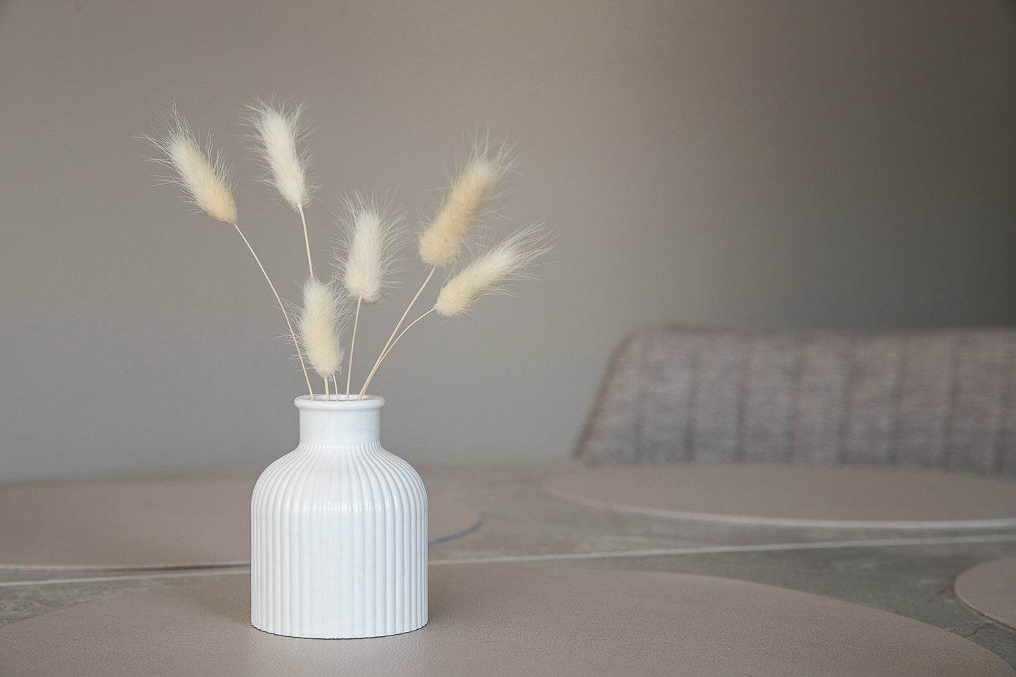 Balta gipso vazelė sausoms gėlėms – puiki dovana įkurtuvių proga