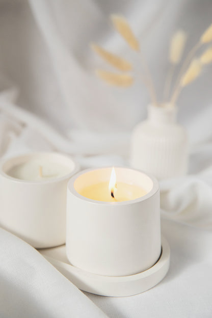 Cone Scented Candle in Handmade Gypsum Jar, Soy Wax Candle with Cotton Wick