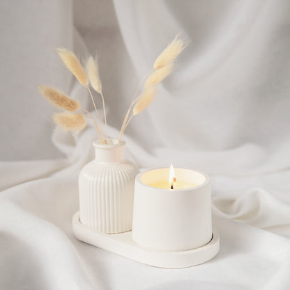 Cone Scented Candle in Handmade Gypsum Jar, Soy Wax Candle with Cotton Wick