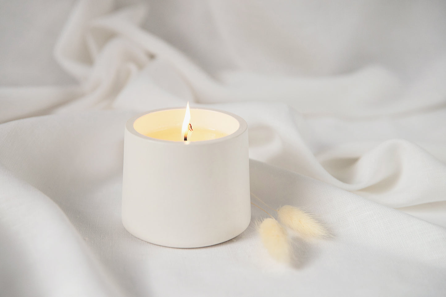 Cone Scented Candle in Handmade Gypsum Jar, Soy Wax Candle with Cotton Wick